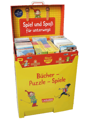 Koffer-Display pod 438015-2 Maxi Pixi offen auf Sockel
